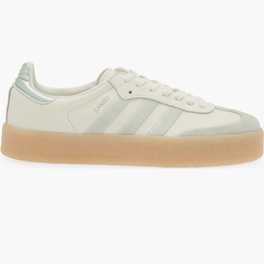 Adidas Sambae Sneaker in Off White/Linen Green